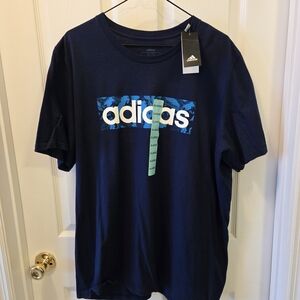 NWT Adidas Men's Navy Logo Graphic Tee XL Cotton